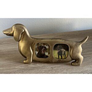 Isaac Jacobs Dachshund Shaped Gold Tone Frame 10" x 4.5" wiener sausage Dotson